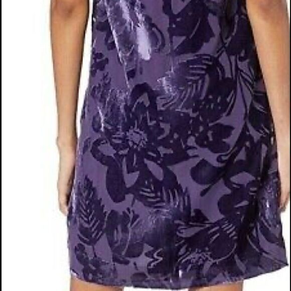TRINA TURK MOCK NECK BURNOUT VELVET DRESS PURPLE - Picture 7 of 10